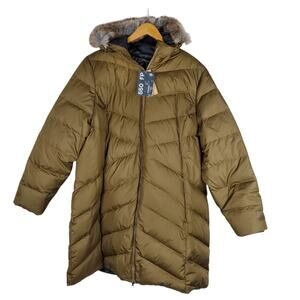 NEW Eddie Bauer Classic Down Parka Puffer Coat Womens 3X Brown 550 Fill Hooded